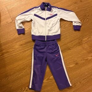 Nike Toddler Purple and White Track Jacket & Pants Set